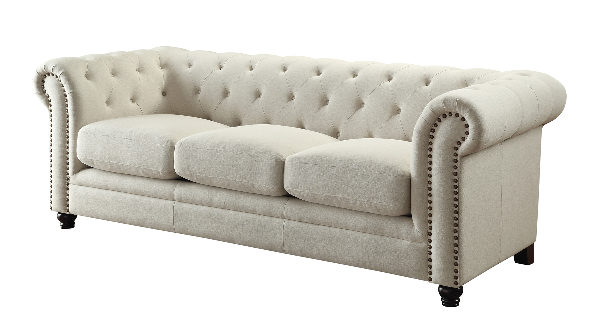 Coaster Roy 504554 Traditional ButtonTufted Sofa with Rolled Back and